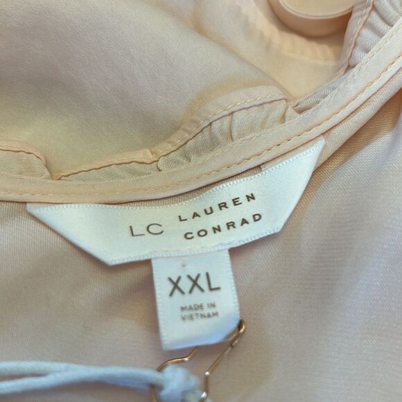 LC Lauren Conrad pale pink ruffle V tank top Size XXL New - Picture 8 of 11